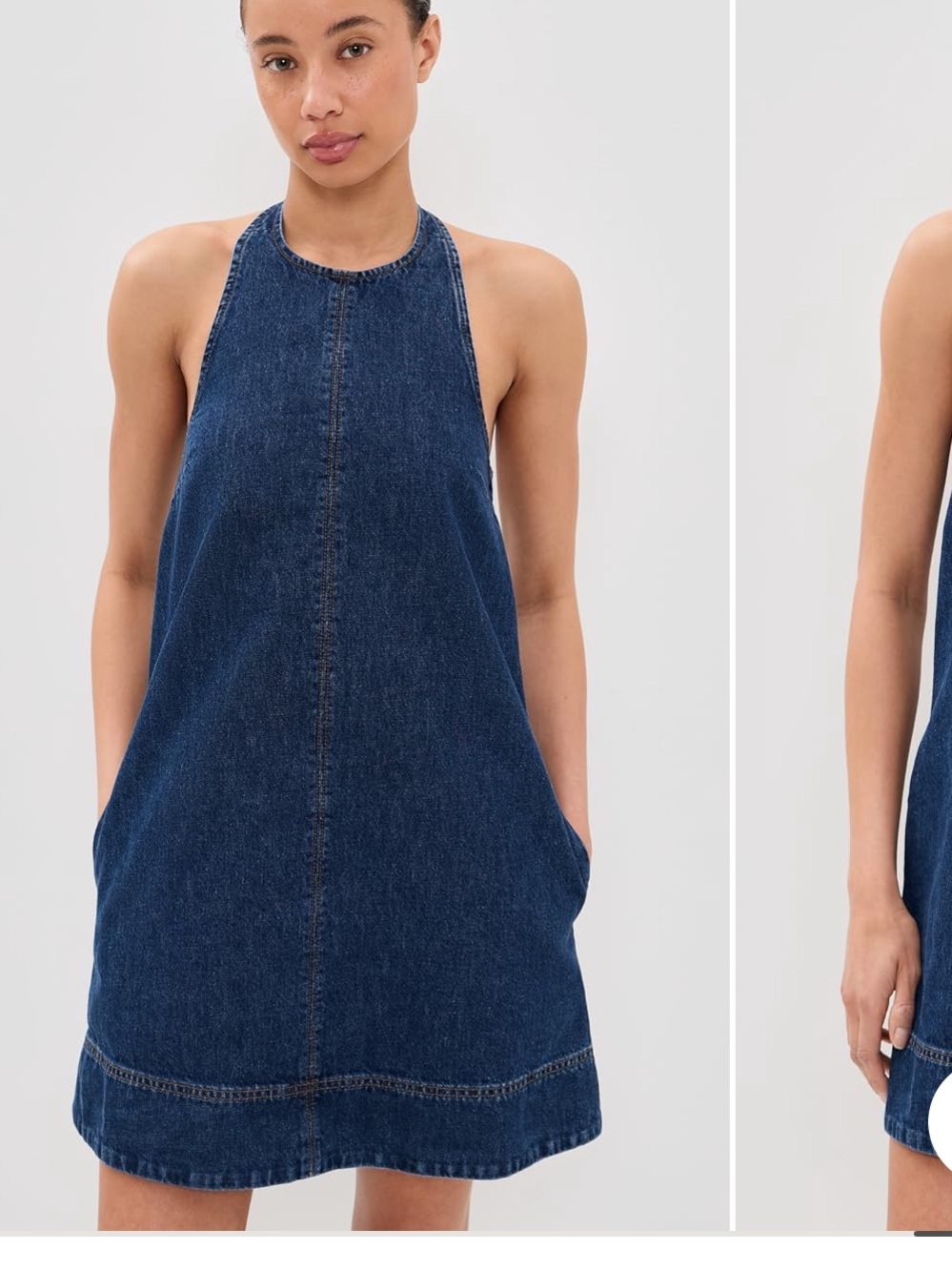 Denim Halter Mini Dress - Blue